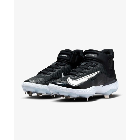 Nike Alpha Huarache Elite 4 Mid Black Baseball Cleats DJ6520-001 Men's Size 11 - Picture 2 of 8